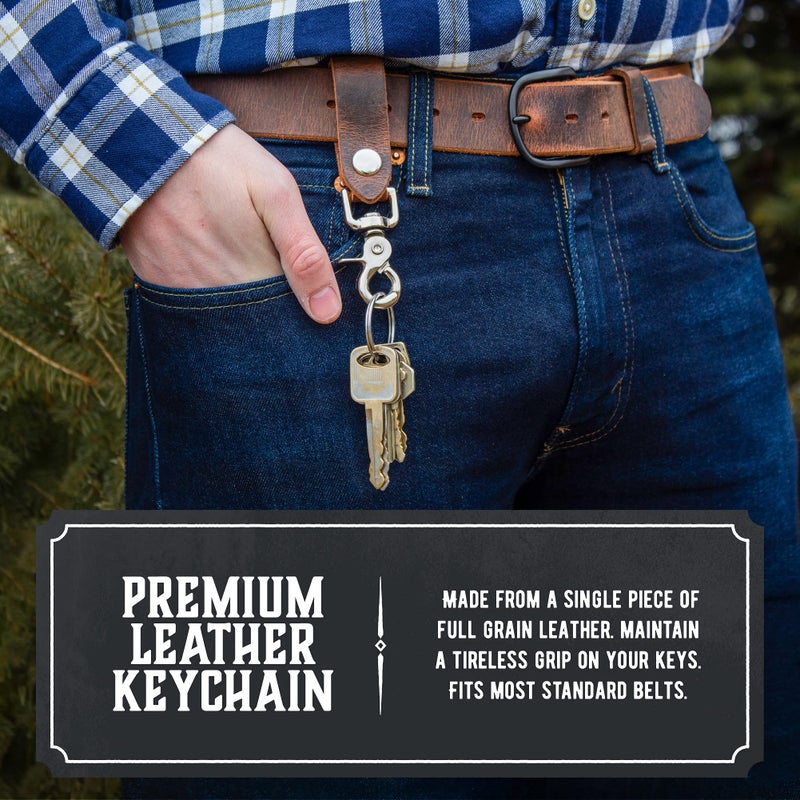 Main Street Forge | Full Grain Leather Keychain for Men | Made in USA | Hand Made | Luxury Valet Key Chain | Quick Detach | Men's Key Ring Organizer - Image 4